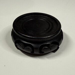 Vintage Oriental Hardwood Display Stand Black Small